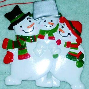 25 Family of 3 Snowman Christmas Ornament